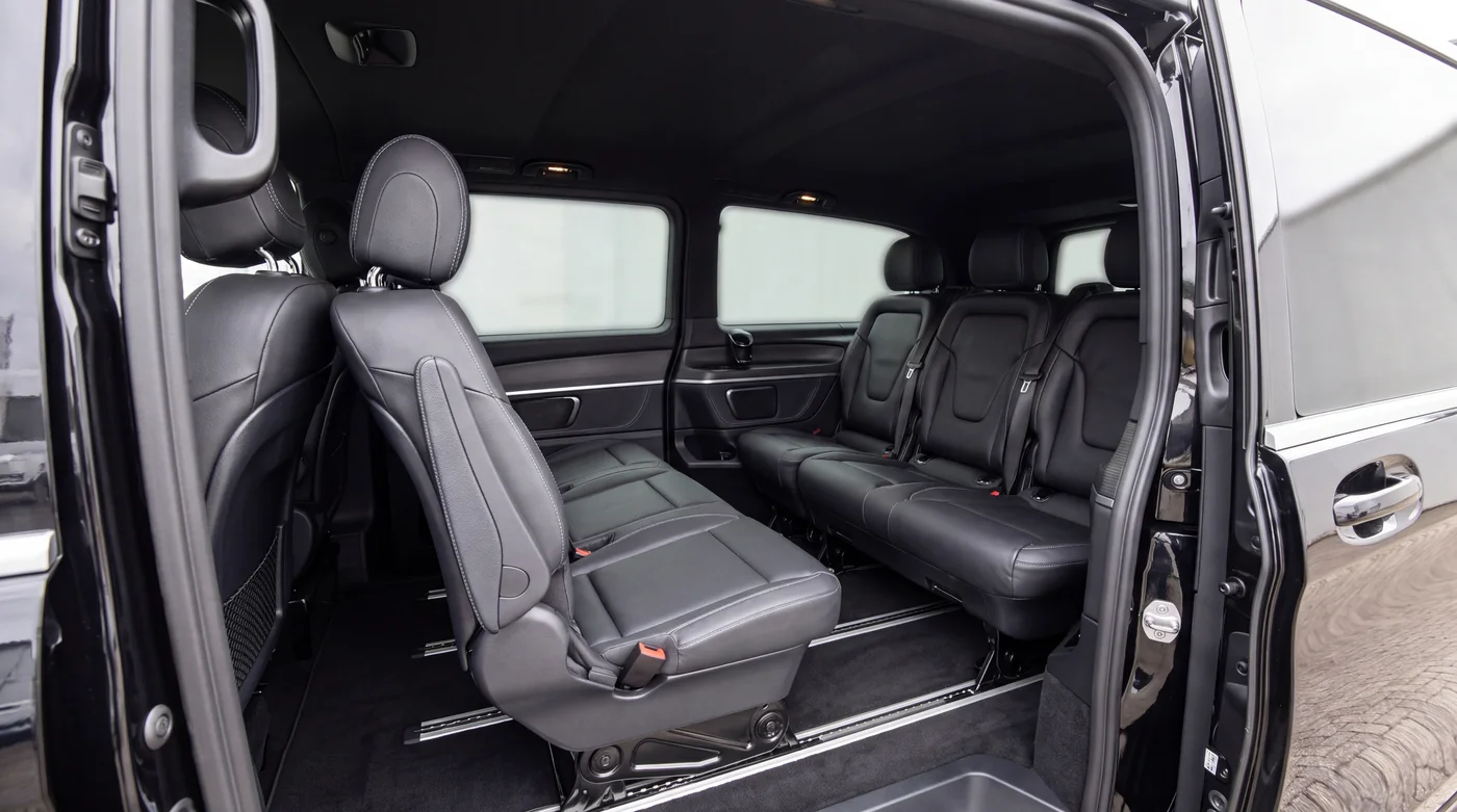 Black Mercedes people carrier, interior view